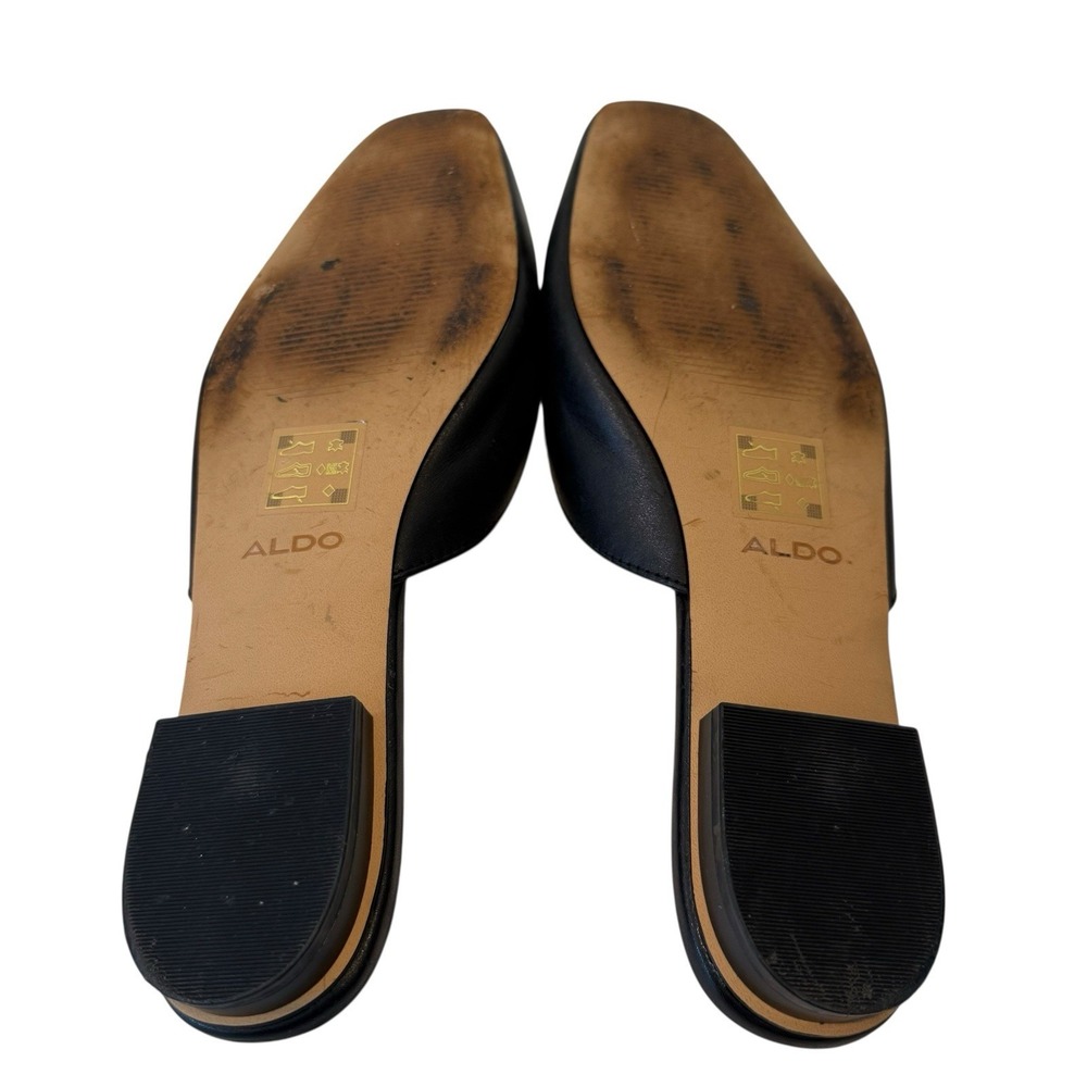 Aldo Alyssaa Black‎ Leather Slip On Mules Size 8 S3 - Picture 6 of 7